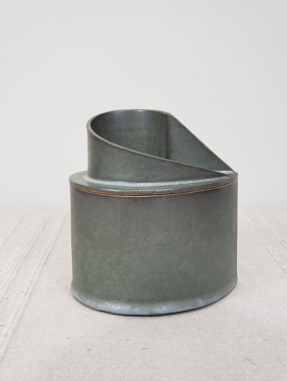 Vintage Michel Dollé Brutalist Archetectural Ceramic Lidded Vessell